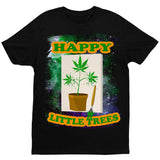 Happy Little Trees T-Shirt - Black - Get Down Art - Flyclothing LLC