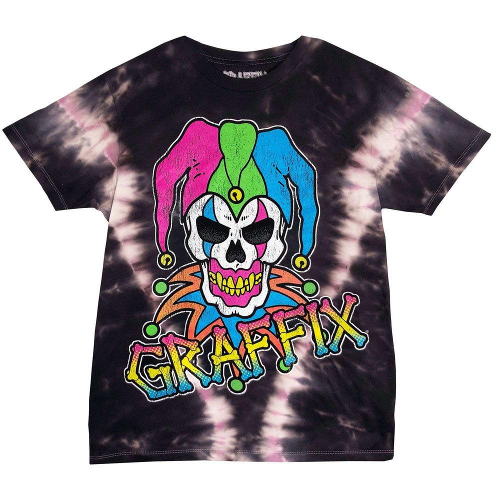 Neon Graffix T-shirt - Pink and Black Tie Dye - Get Down Art - Flyclothing LLC