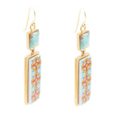 Talavera Tile and Blue Turquoise Golden Dangle Earrings - Barse Jewelry - Flyclothing LLC