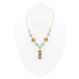 Talavera Tile and Blue Turquoise Golden Y-Neck Necklace - Barse Jewelry - Flyclothing LLC