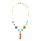 Talavera Tile and Blue Turquoise Golden Y-Neck Necklace - Barse Jewelry - Flyclothing LLC
