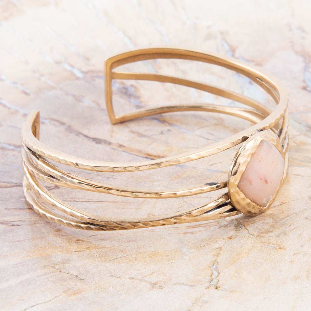 Terra Peach Moonstone and Golden Cuff Bracelet - Barse Jewelry - Flyclothing LLC