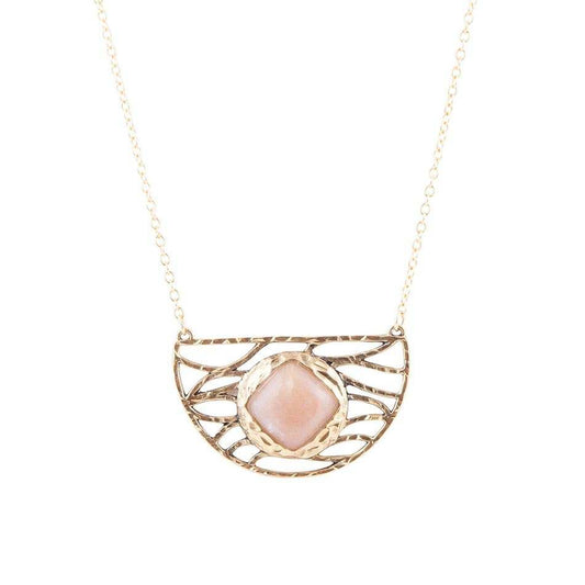 Terra Pink Peach Moonstone and Golden Bronze Necklace - Barse Jewelry - Flyclothing LLC