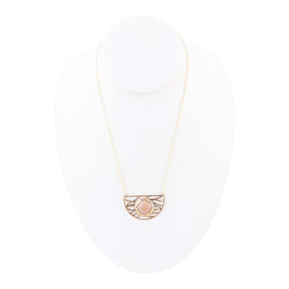 Terra Pink Peach Moonstone and Golden Bronze Necklace - Barse Jewelry - Flyclothing LLC
