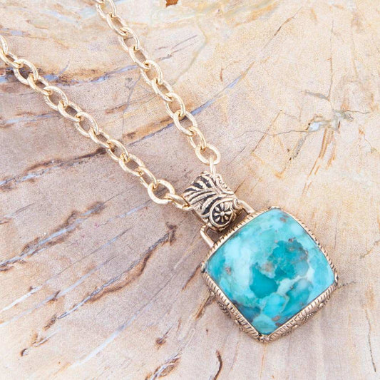 Three Turquoise Stone Necklace - Barse Jewelry - Flyclothing LLC