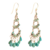 Triple the Blue Turquoise Golden Chandelier Earrings - Barse Jewelry - Flyclothing LLC