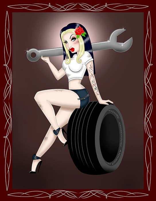 Black Market Art Company Tire Girl Print - Black Market Art Company - Flyclothing LLC