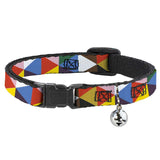 Cat Collar Breakaway - Geometric Triangle Blocks Multi Color - Buckle-Down - Flyclothing LLC