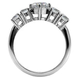 TK003 - High polished (no plating) Stainless Steel Ring with AAA Grade CZ in Clear - Alamode - Flyclothing LLC