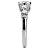 TK003 - High polished (no plating) Stainless Steel Ring with AAA Grade CZ in Clear - Alamode - Flyclothing LLC