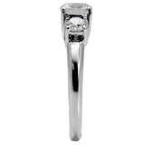TK004 - High polished (no plating) Stainless Steel Ring with AAA Grade CZ in Clear - Alamode - Flyclothing LLC