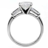 TK005 - High polished (no plating) Stainless Steel Ring with AAA Grade CZ in Clear - Alamode - Flyclothing LLC