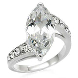 TK008 - High polished (no plating) Stainless Steel Ring with AAA Grade CZ in Clear - Alamode - Flyclothing LLC