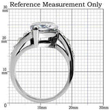 TK008 - High polished (no plating) Stainless Steel Ring with AAA Grade CZ in Clear - Alamode - Flyclothing LLC