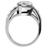 TK008 - High polished (no plating) Stainless Steel Ring with AAA Grade CZ in Clear - Alamode - Flyclothing LLC