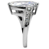 TK008 - High polished (no plating) Stainless Steel Ring with AAA Grade CZ in Clear - Alamode - Flyclothing LLC