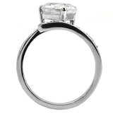 TK009 - High-Polished Stainless Steel Ring with AAA Grade CZ in Clear - Alamode - Flyclothing LLC