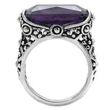 TK015 - High polished (no plating) Stainless Steel Ring with AAA Grade CZ in Amethyst - Alamode - Flyclothing LLC
