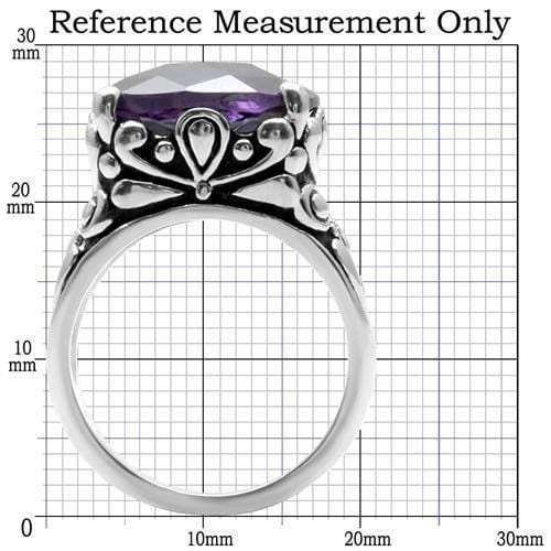 TK016 - High polished (no plating) Stainless Steel Ring with AAA Grade CZ in Amethyst - Alamode - Flyclothing LLC