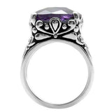 TK016 - High polished (no plating) Stainless Steel Ring with AAA Grade CZ in Amethyst - Alamode - Flyclothing LLC