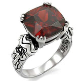 TK018 - High polished (no plating) Stainless Steel Ring with AAA Grade CZ in Garnet - Alamode - Flyclothing LLC