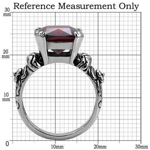 TK018 - High polished (no plating) Stainless Steel Ring with AAA Grade CZ in Garnet - Alamode - Flyclothing LLC