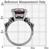 TK018 - High polished (no plating) Stainless Steel Ring with AAA Grade CZ in Garnet - Alamode - Flyclothing LLC