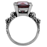 TK018 - High polished (no plating) Stainless Steel Ring with AAA Grade CZ in Garnet - Alamode - Flyclothing LLC