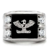 TK02221 - High polished (no plating) Stainless Steel Ring with Semi-Precious Agate in Jet - Alamode - Flyclothing LLC