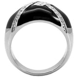TK022 - High polished (no plating) Stainless Steel Ring with Top Grade Crystal in Clear - Alamode - Flyclothing LLC