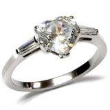 TK027 - High polished (no plating) Stainless Steel Ring with AAA Grade CZ in Clear - Alamode - Flyclothing LLC