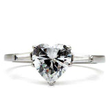 TK027 - High polished (no plating) Stainless Steel Ring with AAA Grade CZ in Clear - Alamode - Flyclothing LLC