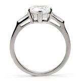 TK027 - High polished (no plating) Stainless Steel Ring with AAA Grade CZ in Clear - Alamode - Flyclothing LLC