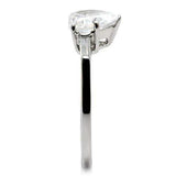 TK027 - High polished (no plating) Stainless Steel Ring with AAA Grade CZ in Clear - Alamode - Flyclothing LLC