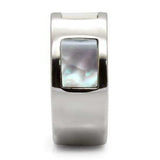 TK043 - High polished (no plating) Stainless Steel Ring with Precious Stone Conch in White - Alamode - Flyclothing LLC