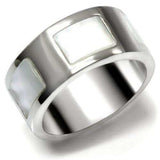 TK043 - High polished (no plating) Stainless Steel Ring with Precious Stone Conch in White - Alamode - Flyclothing LLC