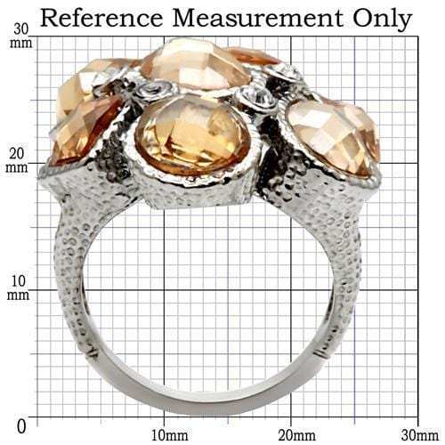 TK044 - High polished (no plating) Stainless Steel Ring with AAA Grade CZ in Champagne - Alamode - Flyclothing LLC