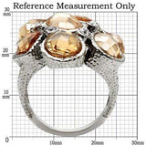 TK044 - High polished (no plating) Stainless Steel Ring with AAA Grade CZ in Champagne - Alamode - Flyclothing LLC