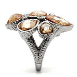 TK044 - High polished (no plating) Stainless Steel Ring with AAA Grade CZ in Champagne - Alamode - Flyclothing LLC