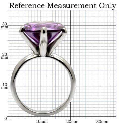 TK045 - High polished (no plating) Stainless Steel Ring with AAA Grade CZ in Amethyst - Alamode - Flyclothing LLC