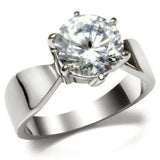TK046 - High polished (no plating) Stainless Steel Ring with AAA Grade CZ in Clear - Alamode - Flyclothing LLC