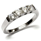 TK047 - High polished (no plating) Stainless Steel Ring with AAA Grade CZ in Clear - Alamode - Flyclothing LLC