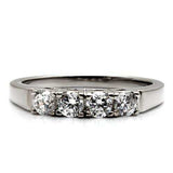 TK047 - High polished (no plating) Stainless Steel Ring with AAA Grade CZ in Clear - Alamode - Flyclothing LLC