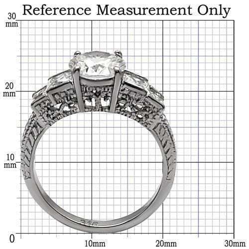 TK057 - High polished (no plating) Stainless Steel Ring with AAA Grade CZ in Clear - Alamode - Flyclothing LLC