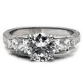 TK057 - High polished (no plating) Stainless Steel Ring with AAA Grade CZ in Clear - Alamode - Flyclothing LLC