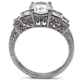 TK057 - High polished (no plating) Stainless Steel Ring with AAA Grade CZ in Clear - Alamode - Flyclothing LLC
