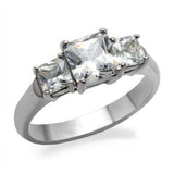 TK058 - High polished (no plating) Stainless Steel Ring with AAA Grade CZ in Clear - Alamode - Flyclothing LLC
