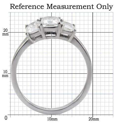 TK058 - High polished (no plating) Stainless Steel Ring with AAA Grade CZ in Clear - Alamode - Flyclothing LLC