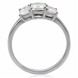 TK058 - High polished (no plating) Stainless Steel Ring with AAA Grade CZ in Clear - Alamode - Flyclothing LLC