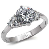 TK062 - High polished (no plating) Stainless Steel Ring with AAA Grade CZ in Clear - Alamode - Flyclothing LLC